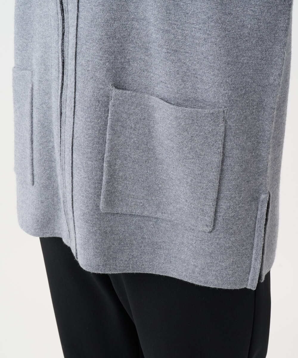 PZSCE70190 GEORGES RECH(ジョルジュ・レッシュ) [アンサンブル対応] ミラノリブジップアップニットカーディガン グレー