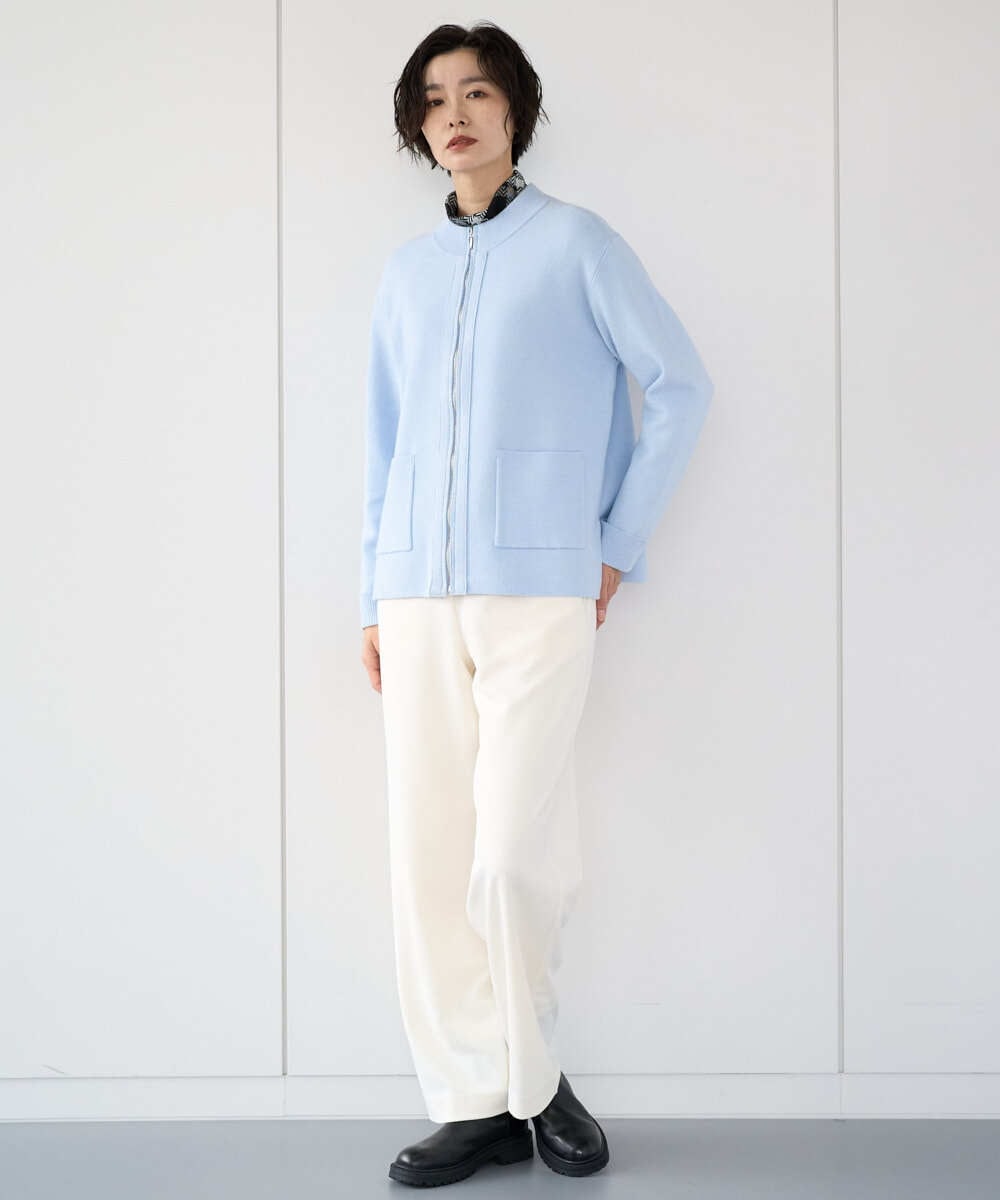 PZSCE70190 GEORGES RECH(ジョルジュ・レッシュ) [アンサンブル対応] ミラノリブジップアップニットカーディガン グレー