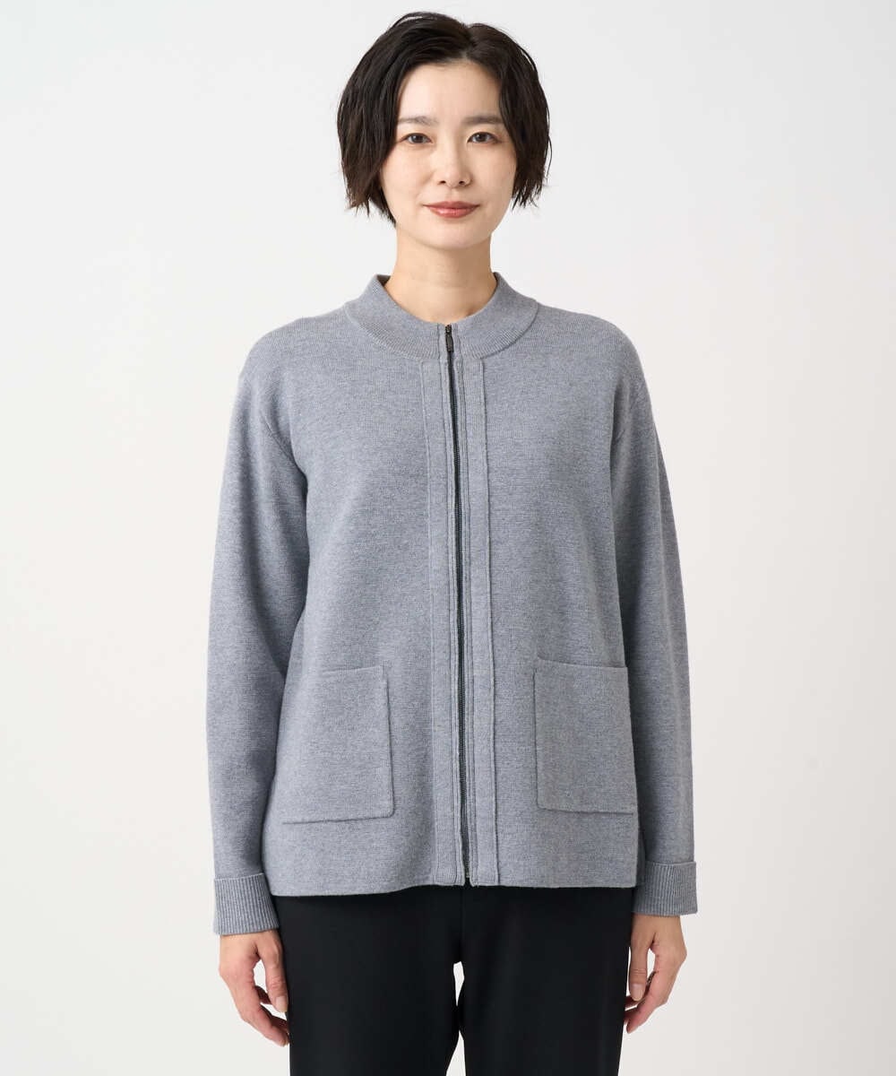 PZSCE70190 GEORGES RECH(ジョルジュ・レッシュ) [アンサンブル対応] ミラノリブジップアップニットカーディガン グレー