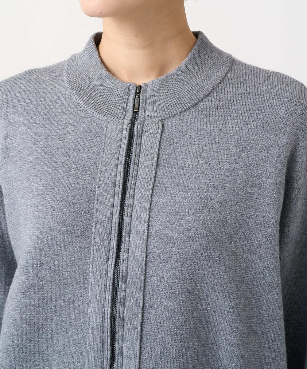 PZSCE70190 GEORGES RECH(ジョルジュ・レッシュ) [アンサンブル対応] ミラノリブジップアップニットカーディガン グレー