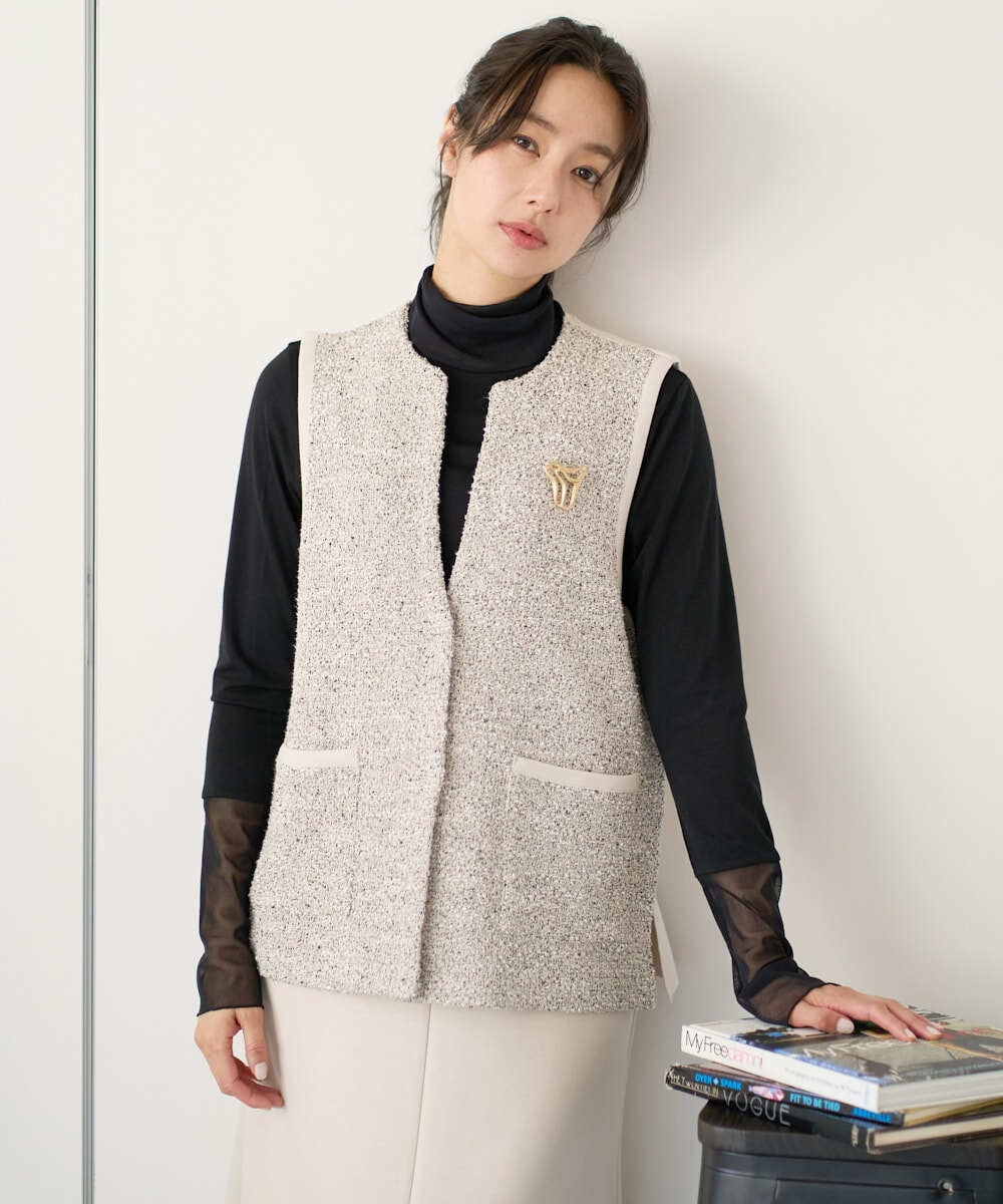 PZSEE16290 GEORGES RECH(ジョルジュ・レッシュ) ファンシーツイードAラインジレ ブラック