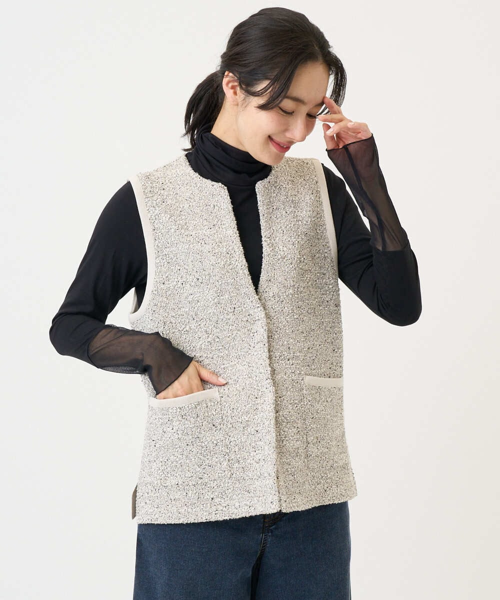 PZSEE16290 GEORGES RECH(ジョルジュ・レッシュ) ファンシーツイードAラインジレ ブラック