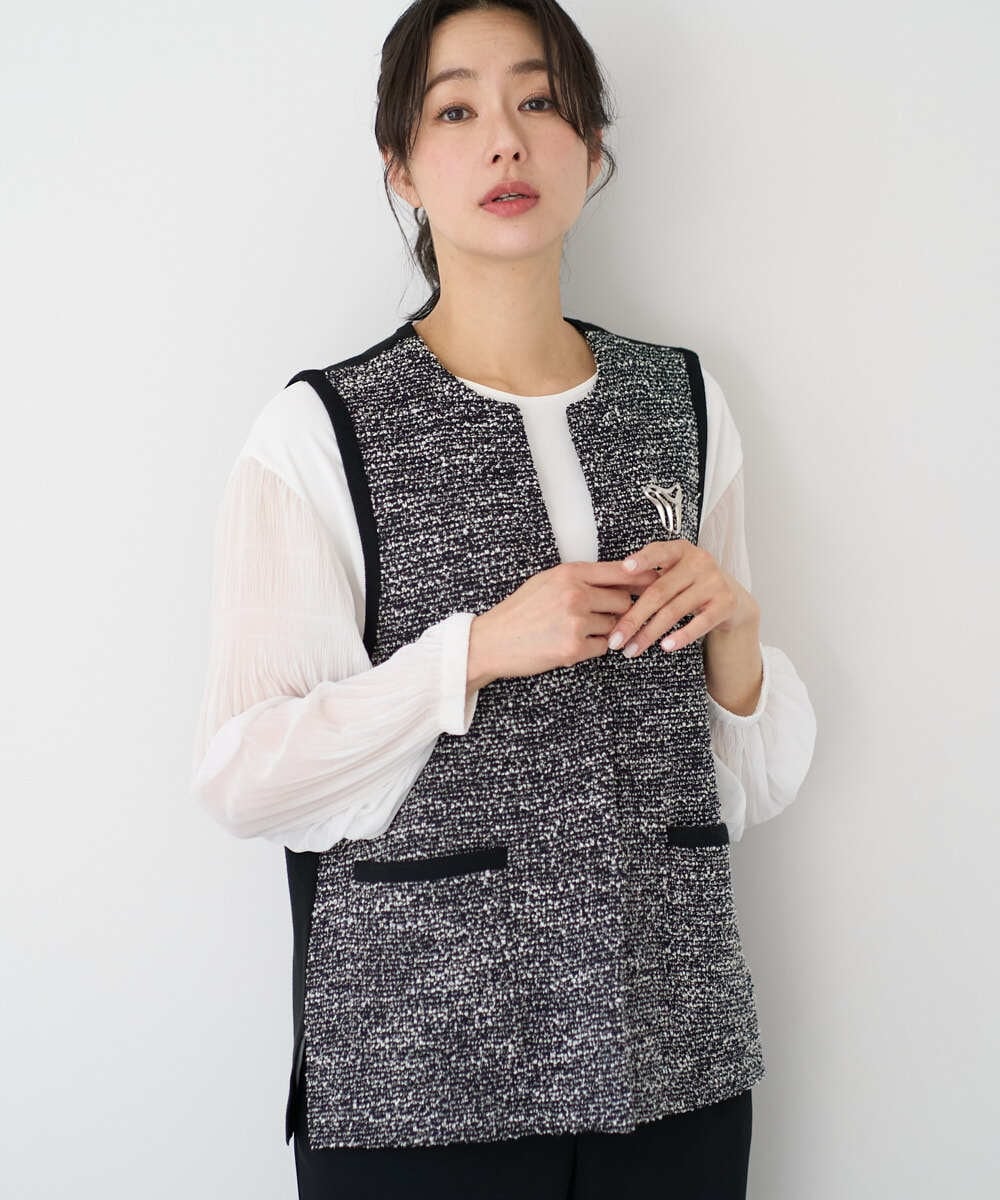 PZSEE16290 GEORGES RECH(ジョルジュ・レッシュ) ファンシーツイードAラインジレ ブラック