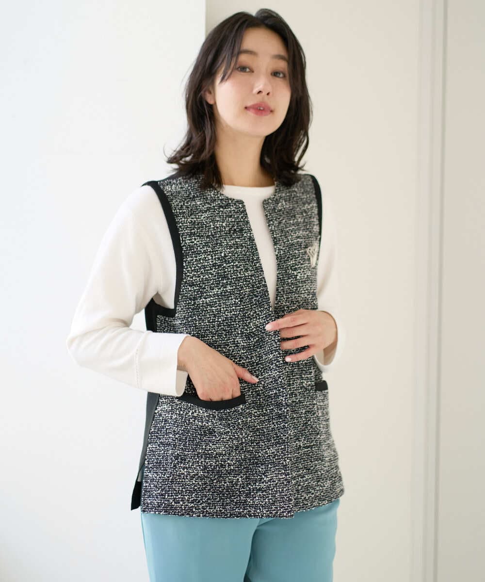 PZSEE16290 GEORGES RECH(ジョルジュ・レッシュ) ファンシーツイードAラインジレ ブラック