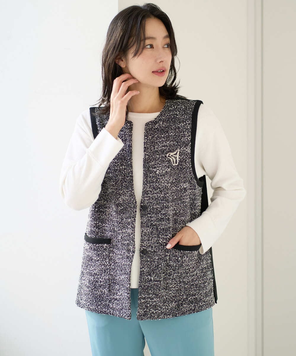 PZSEE16290 GEORGES RECH(ジョルジュ・レッシュ) ファンシーツイードAラインジレ ブラック