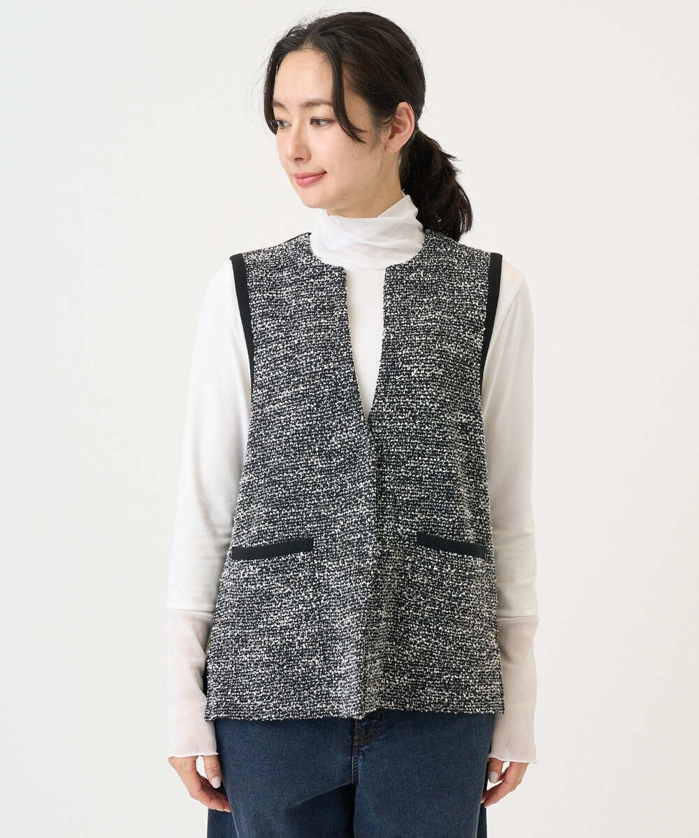 PZSEE16290 GEORGES RECH(ジョルジュ・レッシュ) ファンシーツイードAラインジレ ブラック