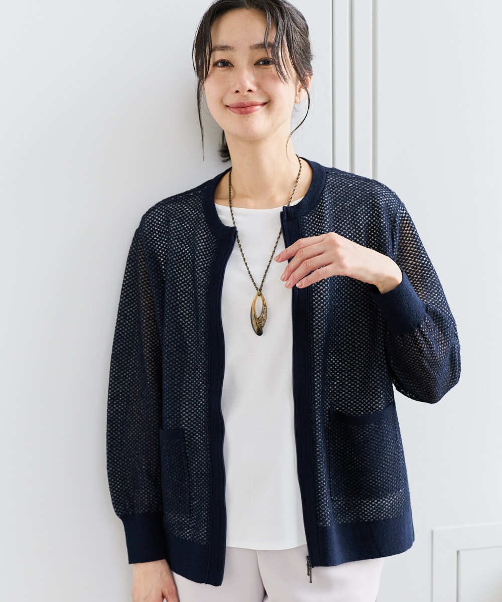 PZSEE28290 GEORGES RECH(ジョルジュ・レッシュ) ブークレメッシュニットブルゾン グリーン