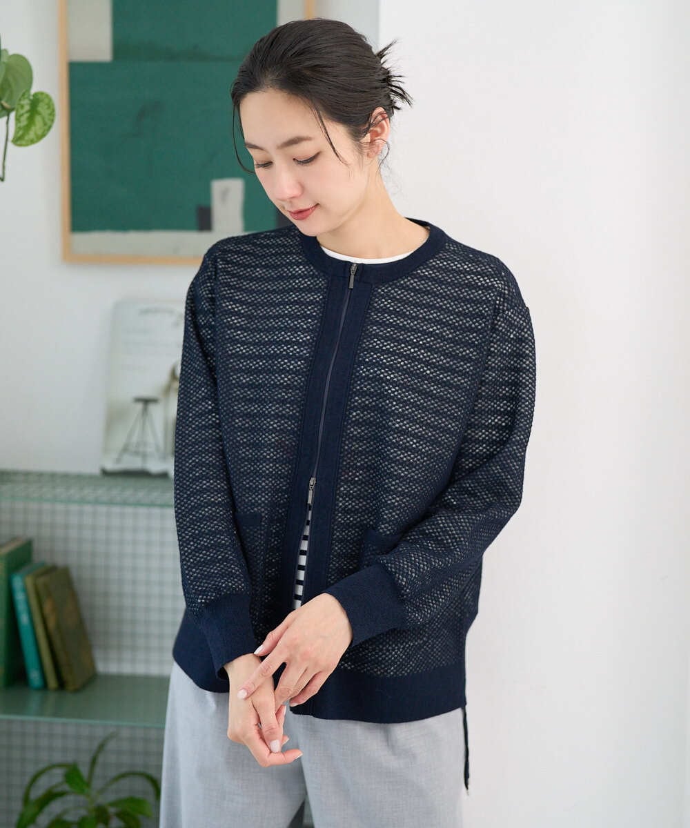 PZSEE28290 GEORGES RECH(ジョルジュ・レッシュ) ブークレメッシュニットブルゾン グリーン