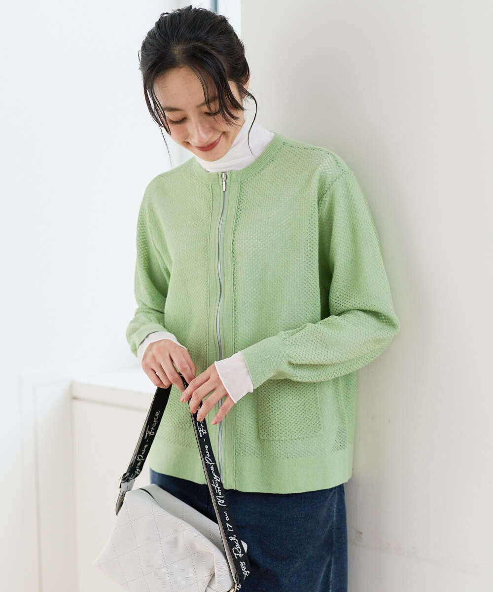 PZSEE28290 GEORGES RECH(ジョルジュ・レッシュ) ブークレメッシュニットブルゾン グリーン