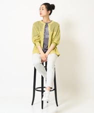 PZSGA05330 GEORGES RECH(ジョルジュ・レッシュ) ソフトローン透かし編8分袖カーディガン ネイビー