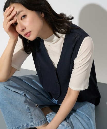 PZSGD23230 GEORGES RECH [日本製]コットンレーヨンニットベスト