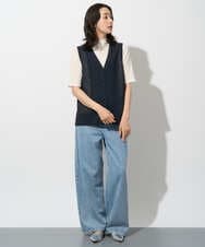PZSGD23230 GEORGES RECH(ジョルジュ・レッシュ)  [日本製]コットンレーヨンニットベスト ネイビー