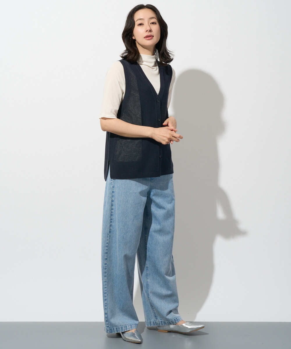 PZSGD23230 GEORGES RECH(ジョルジュ・レッシュ)  [日本製]コットンレーヨンニットベスト ネイビー