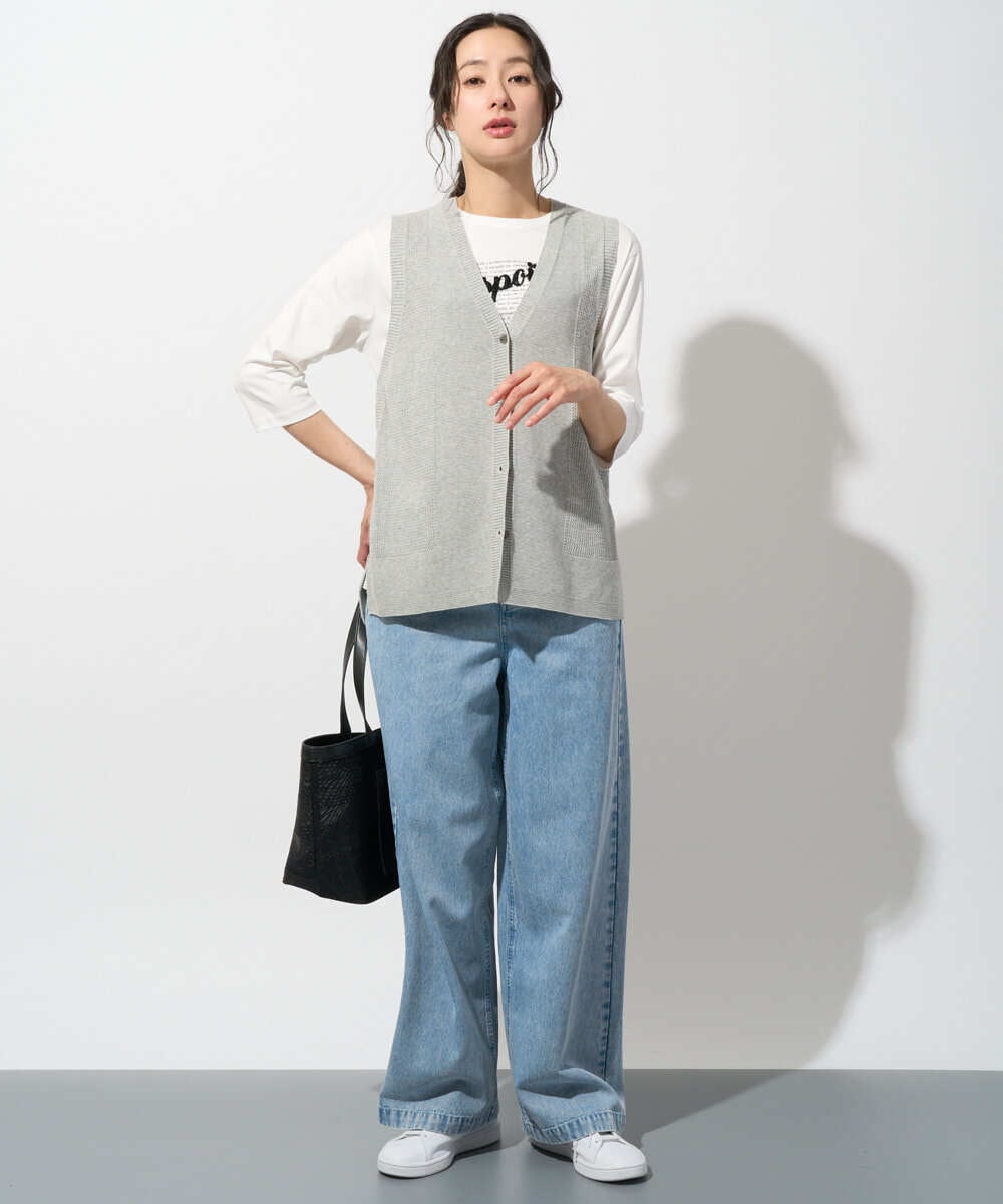 PZSGD23230 GEORGES RECH(ジョルジュ・レッシュ)  [日本製]コットンレーヨンニットベスト ネイビー