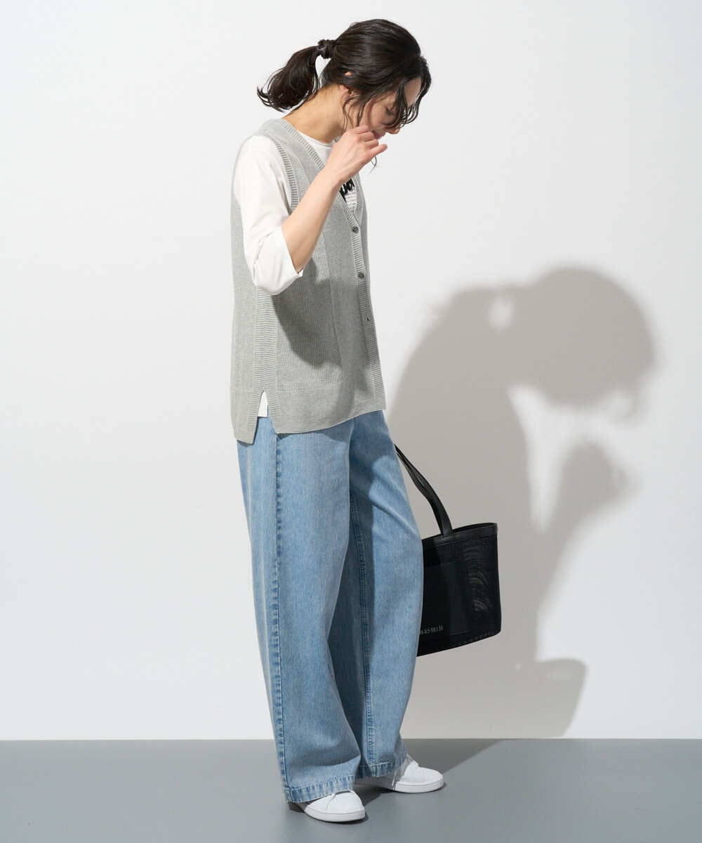 PZSGD23230 GEORGES RECH(ジョルジュ・レッシュ)  [日本製]コットンレーヨンニットベスト ネイビー