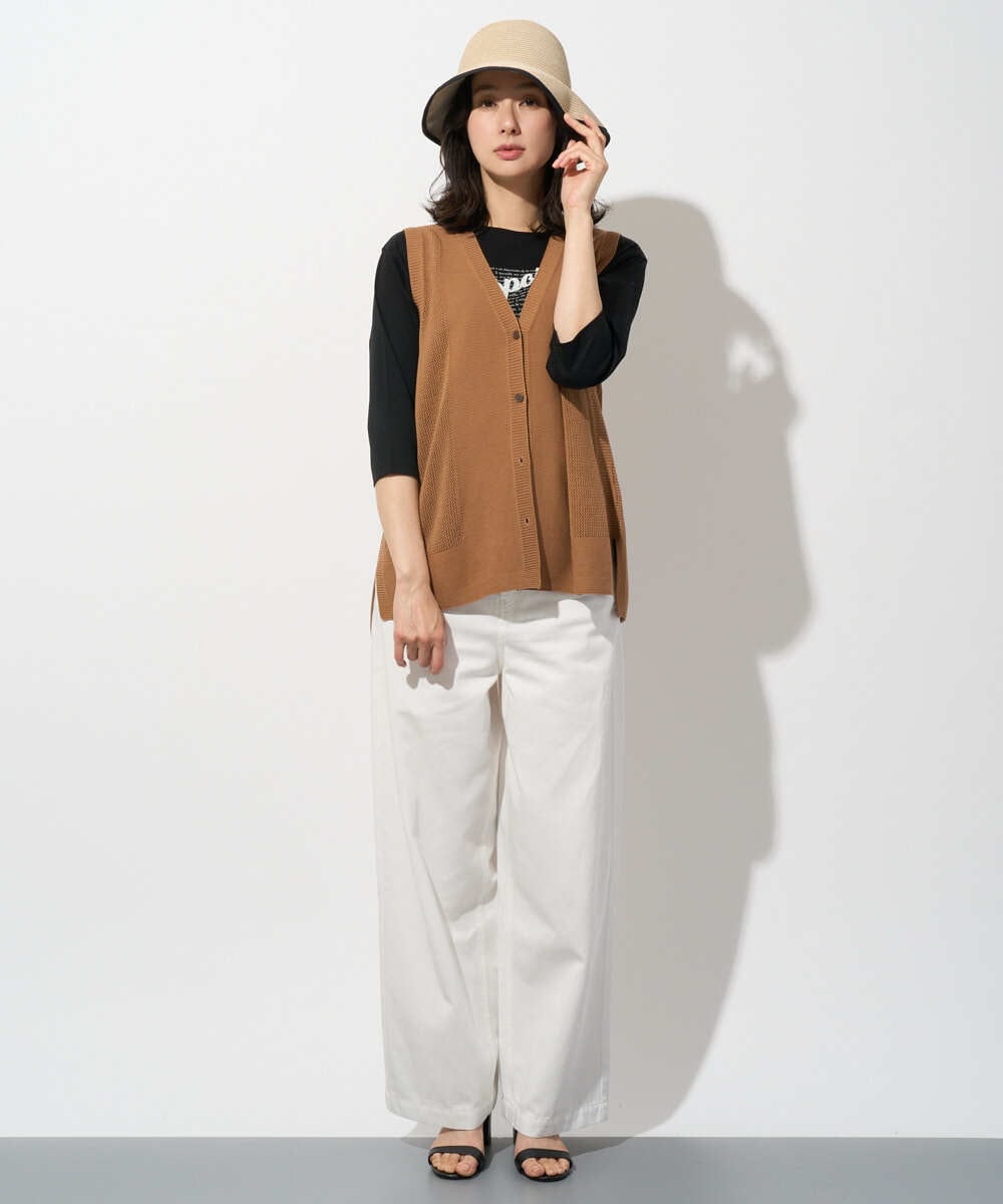 PZSGD23230 GEORGES RECH(ジョルジュ・レッシュ)  [日本製]コットンレーヨンニットベスト ネイビー