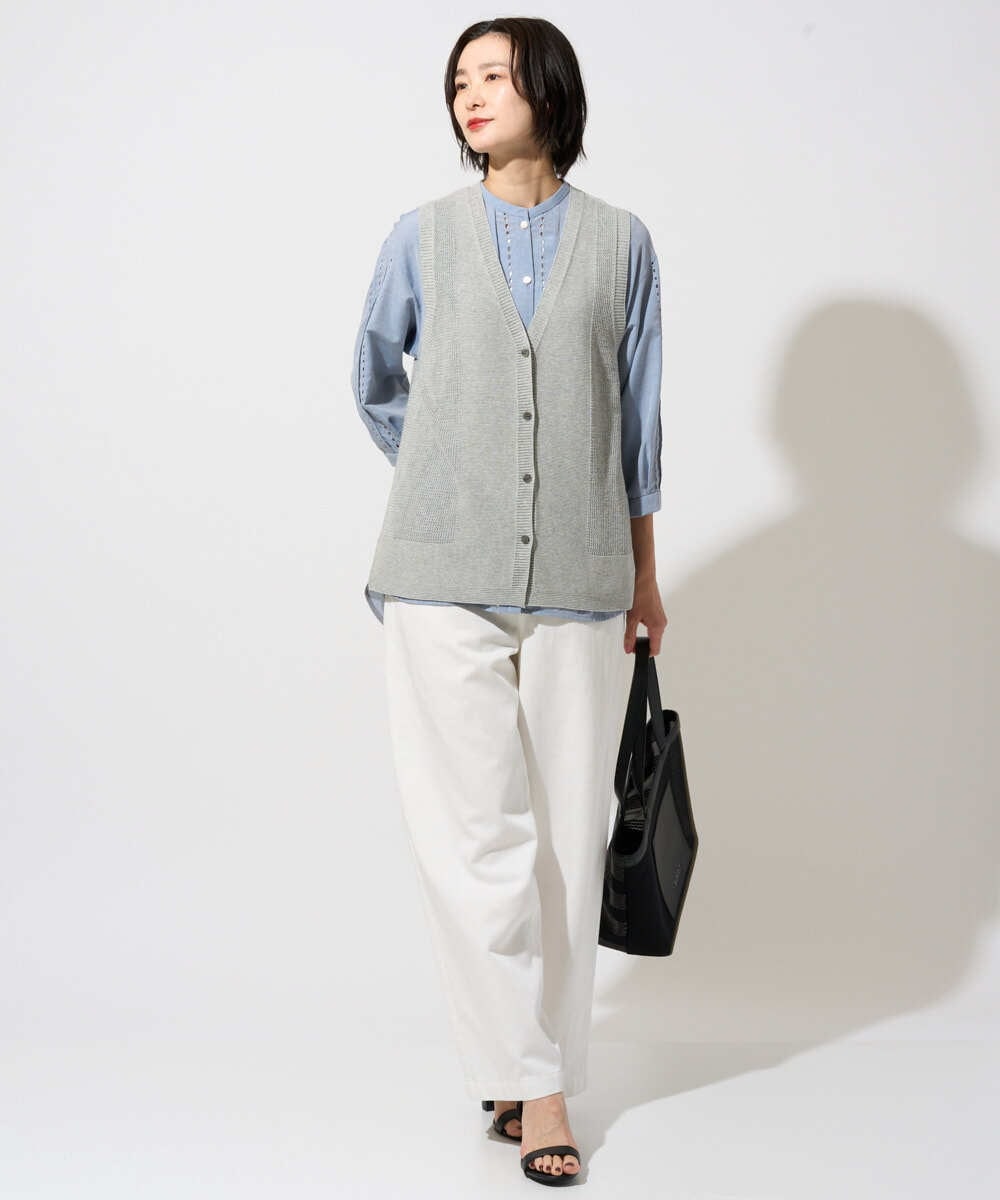PZSGD23230 GEORGES RECH(ジョルジュ・レッシュ)  [日本製]コットンレーヨンニットベスト ネイビー