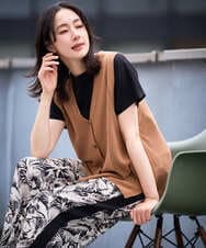 PZSGD23230 GEORGES RECH(ジョルジュ・レッシュ)  [日本製]コットンレーヨンニットベスト ネイビー