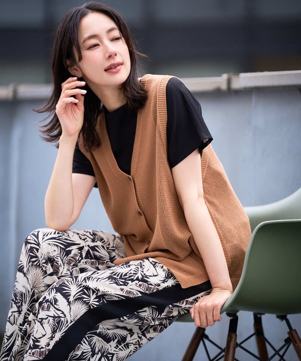 PZSGD23230 GEORGES RECH(ジョルジュ・レッシュ)  [日本製]コットンレーヨンニットベスト ネイビー