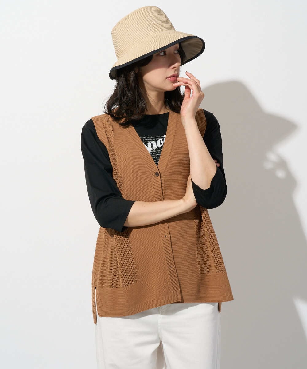 PZSGD23230 GEORGES RECH(ジョルジュ・レッシュ)  [日本製]コットンレーヨンニットベスト ネイビー
