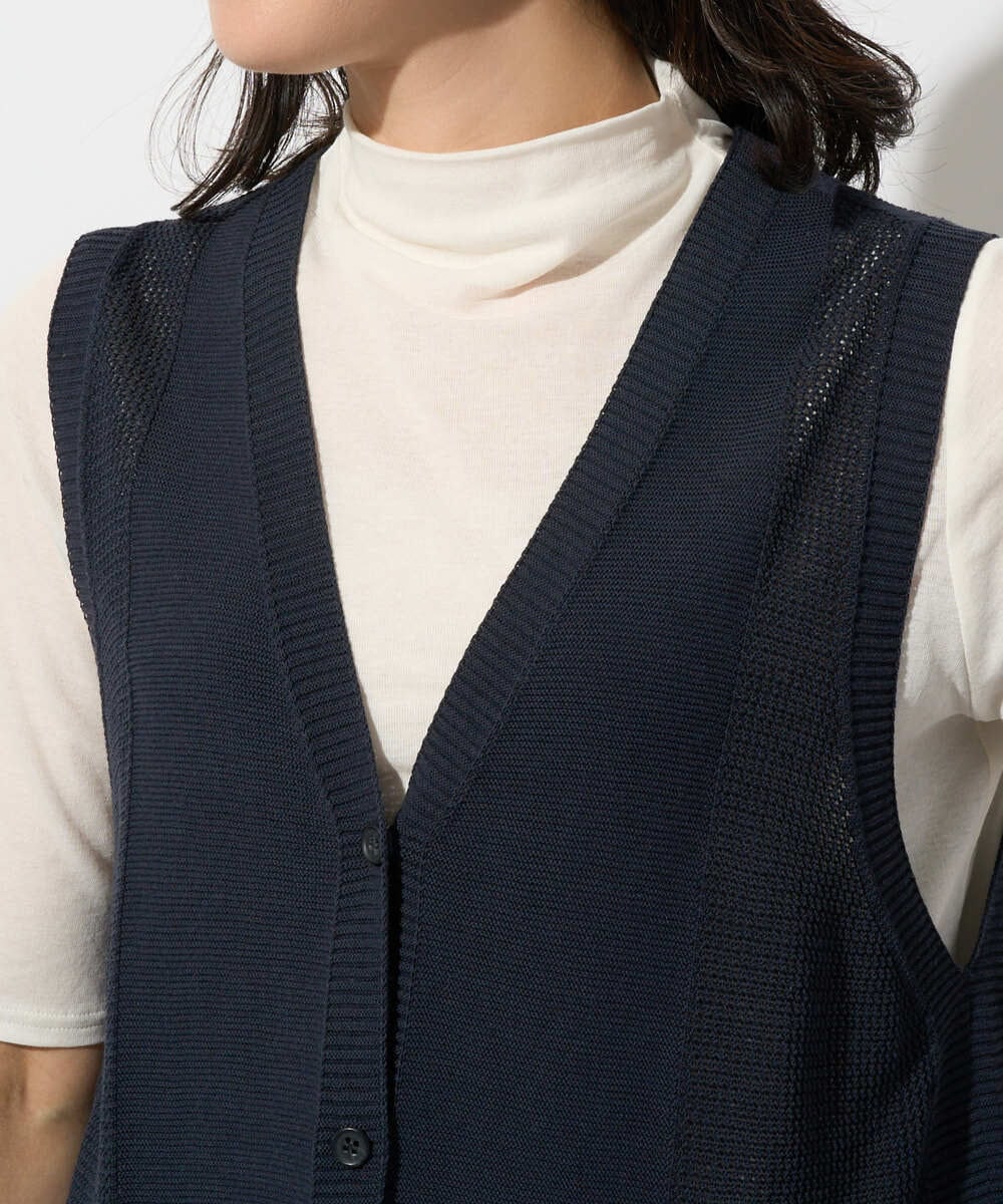 PZSGD23230 GEORGES RECH(ジョルジュ・レッシュ)  [日本製]コットンレーヨンニットベスト ネイビー