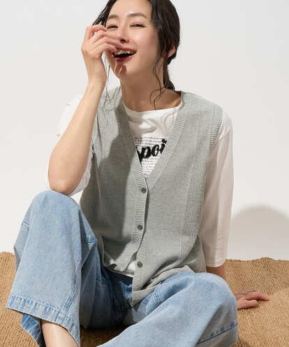 PZSGD23230 GEORGES RECH [日本製]コットンレーヨンニットベスト