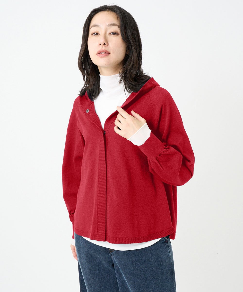 PZSGE43270 GEORGES RECH(ジョルジュ・レッシュ) [アンサンブル対応]ニットフードカーディガン レッド