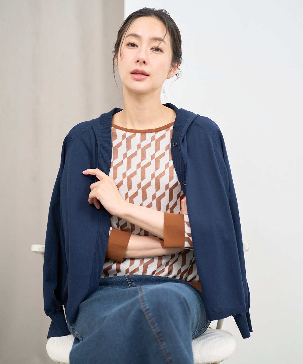 PZSGE43270 GEORGES RECH [アンサンブル対応]ニットフードカーディガン