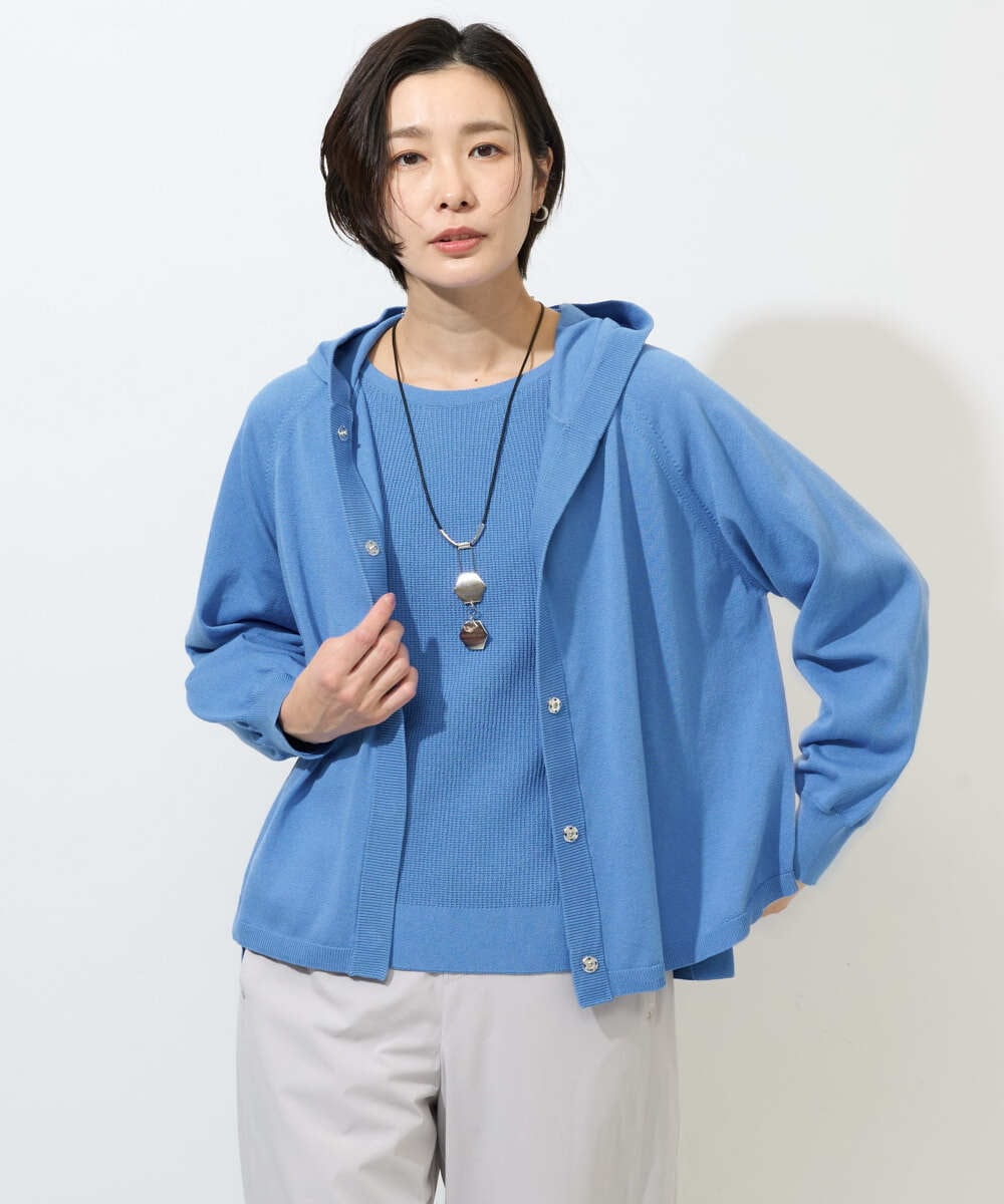 PZSGE43270 GEORGES RECH(ジョルジュ・レッシュ) [アンサンブル対応]ニットフードカーディガン ネイビー