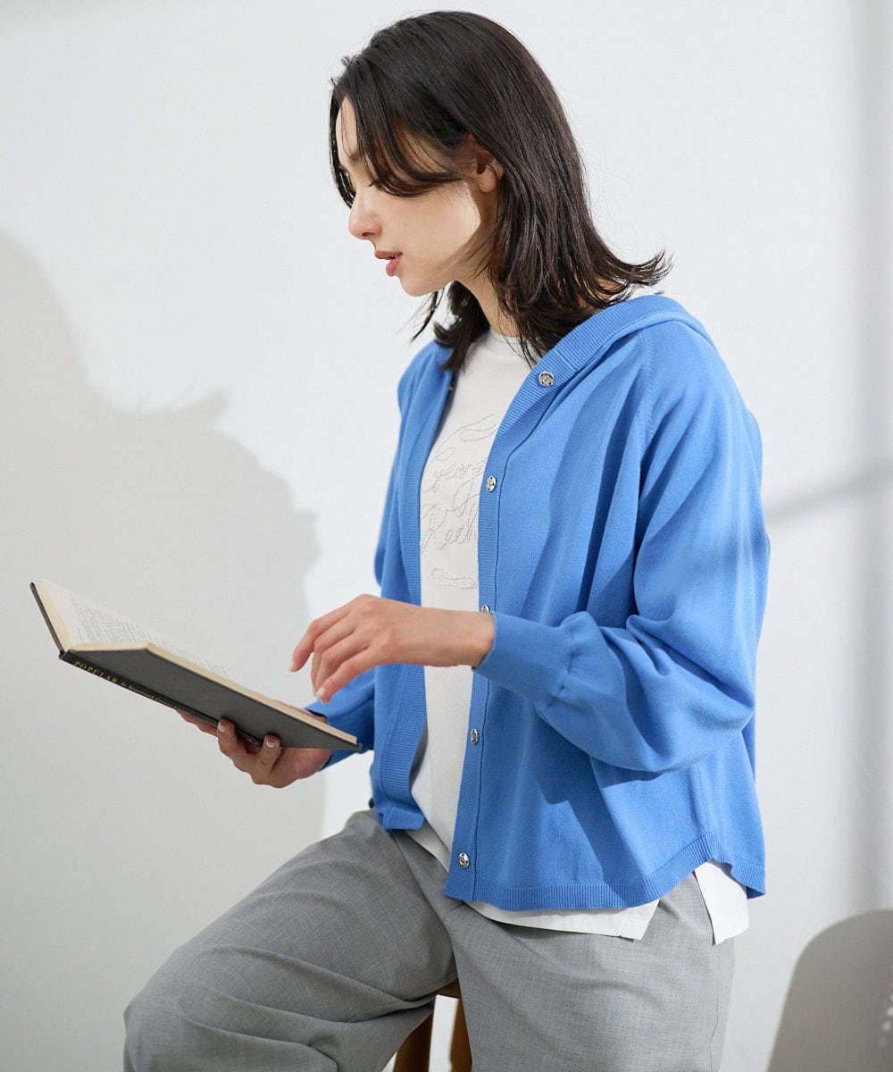 PZSGE43270 GEORGES RECH(ジョルジュ・レッシュ) [アンサンブル対応]ニットフードカーディガン ネイビー