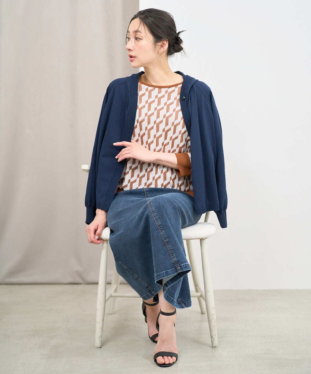 PZSGE43270 GEORGES RECH(ジョルジュ・レッシュ) [アンサンブル対応]ニットフードカーディガン ネイビー