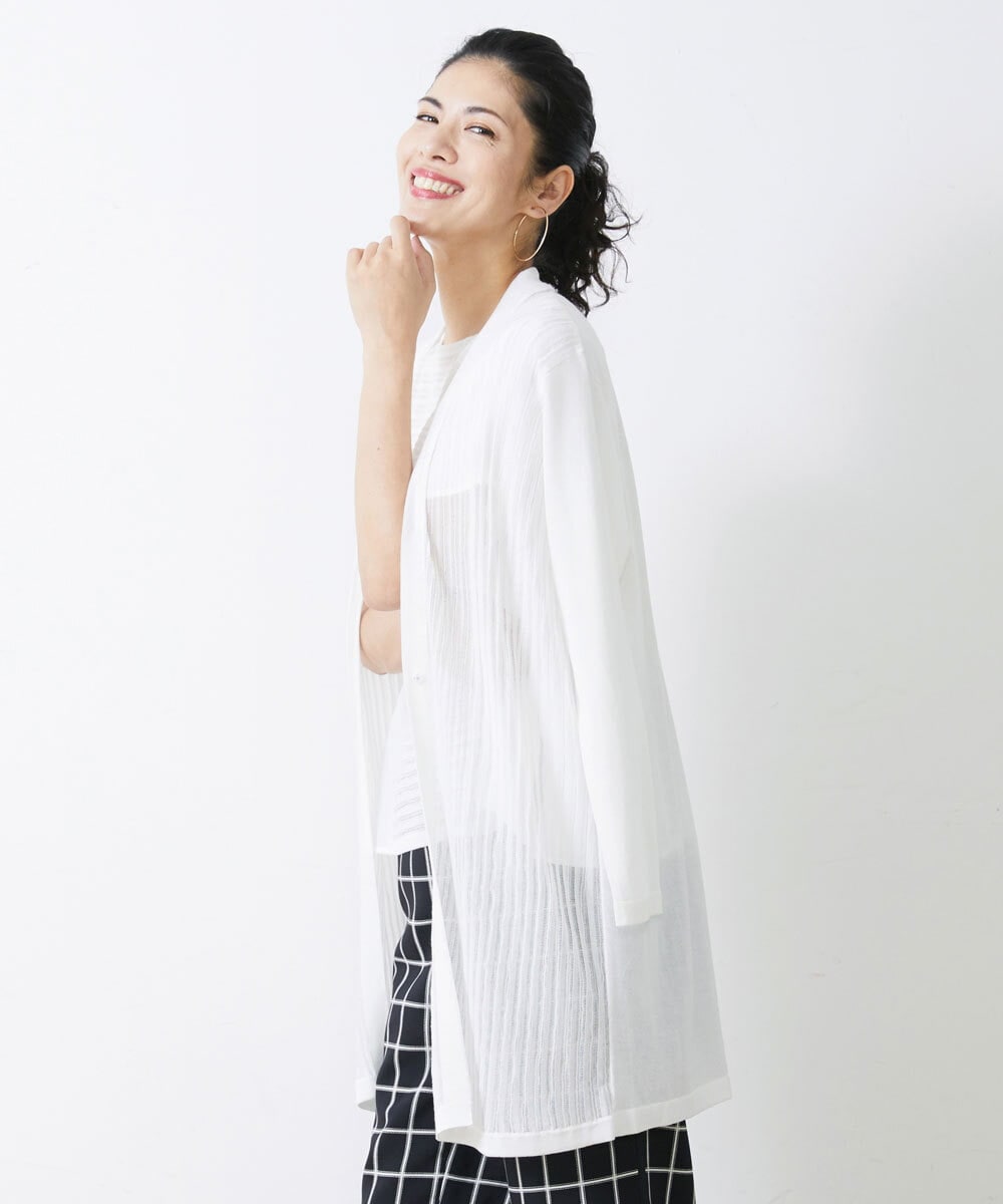 PZSGQ44290 GEORGES RECH(ジョルジュ・レッシュ) 【セットアップ対応】シアーストライプカーディガン ホワイト