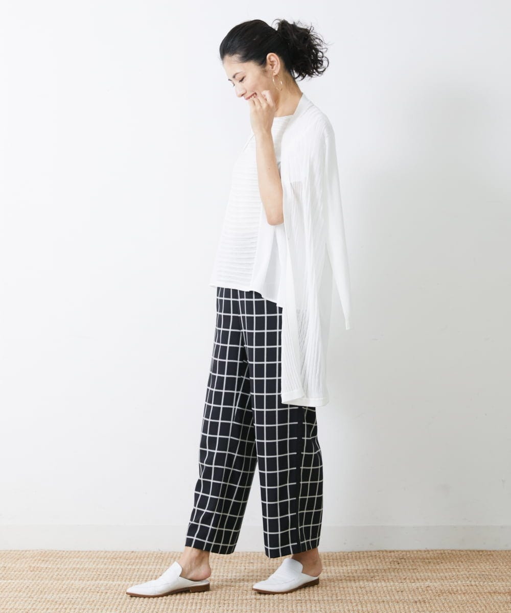 PZSGQ44290 GEORGES RECH(ジョルジュ・レッシュ) 【セットアップ対応】シアーストライプカーディガン ホワイト