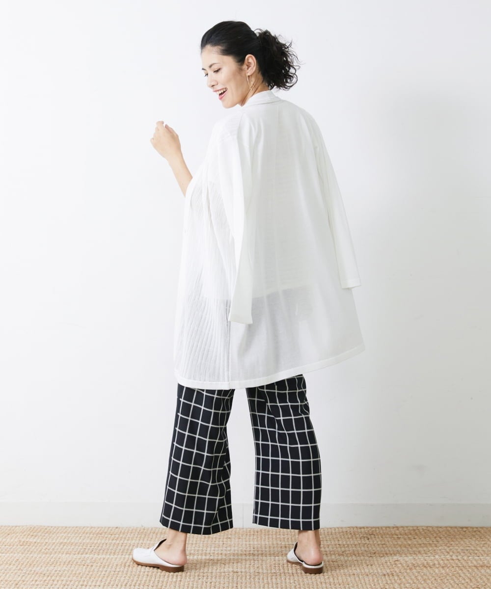 PZSGQ44290 GEORGES RECH(ジョルジュ・レッシュ) 【セットアップ対応】シアーストライプカーディガン ホワイト