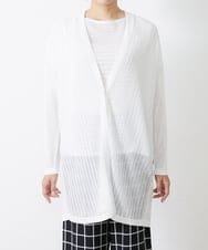 PZSGQ44290 GEORGES RECH(ジョルジュ・レッシュ) 【セットアップ対応】シアーストライプカーディガン ホワイト