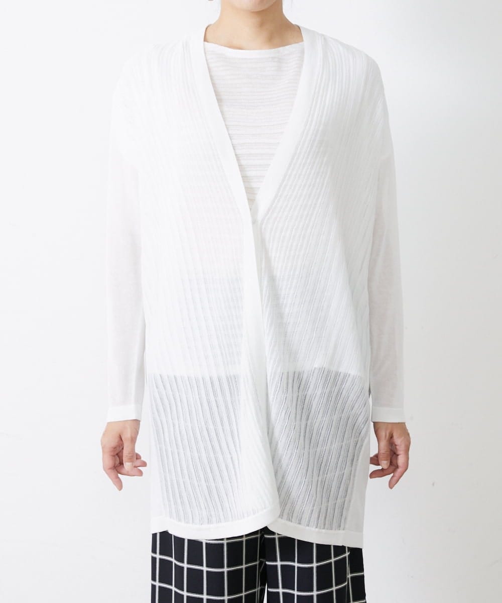 PZSGQ44290 GEORGES RECH(ジョルジュ・レッシュ) 【セットアップ対応】シアーストライプカーディガン ホワイト