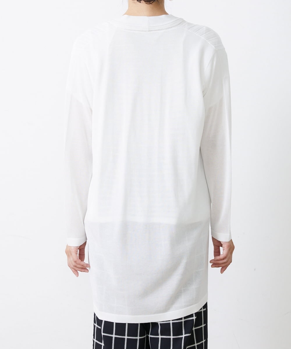 PZSGQ44290 GEORGES RECH(ジョルジュ・レッシュ) 【セットアップ対応】シアーストライプカーディガン ホワイト