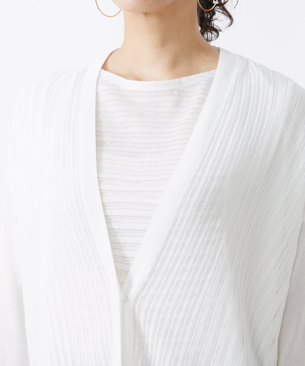 PZSGQ44290 GEORGES RECH(ジョルジュ・レッシュ) 【セットアップ対応】シアーストライプカーディガン ホワイト