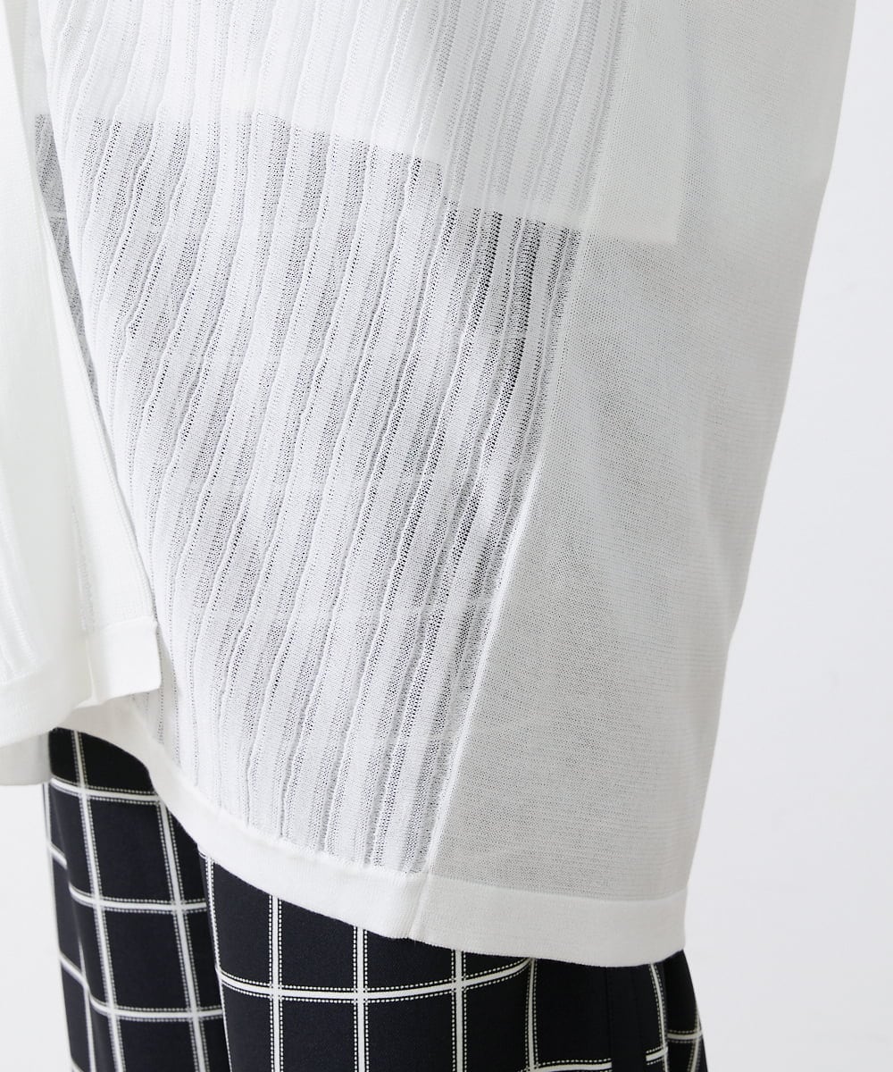 PZSGQ44290 GEORGES RECH(ジョルジュ・レッシュ) 【セットアップ対応】シアーストライプカーディガン ホワイト