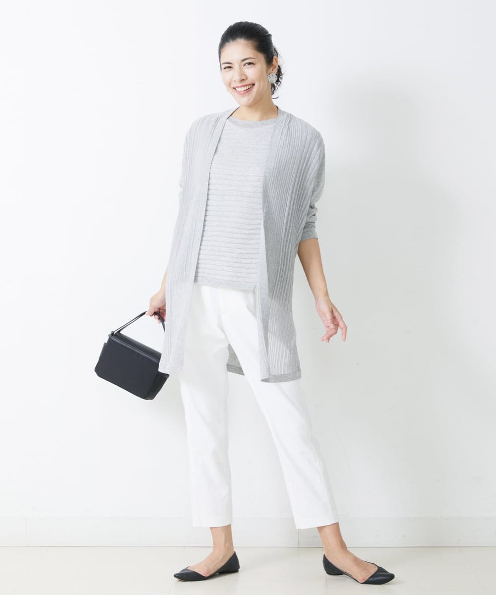 PZSGQ44290 GEORGES RECH(ジョルジュ・レッシュ) 【セットアップ対応】シアーストライプカーディガン グレー