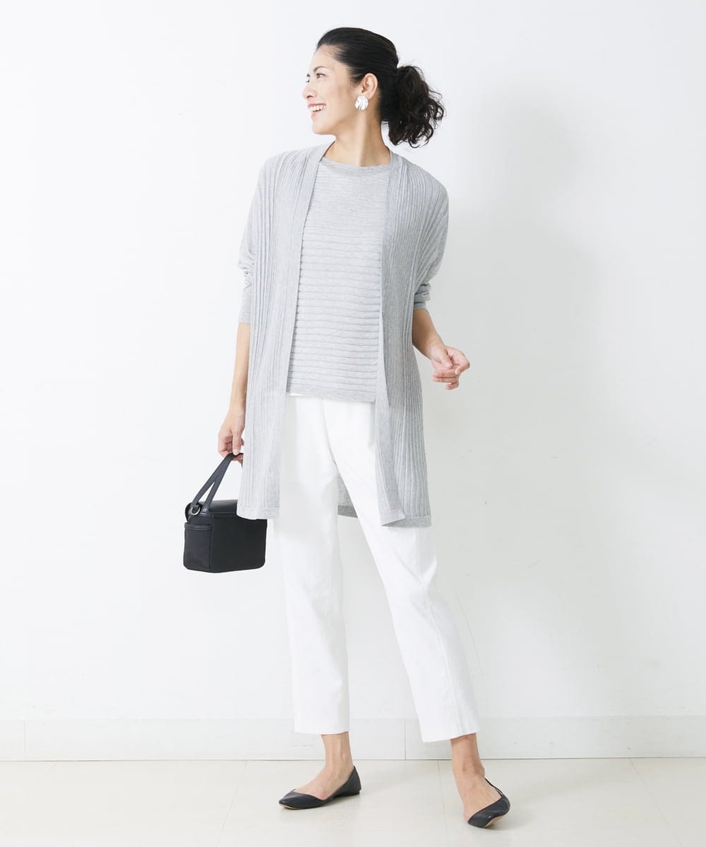 PZSGQ44290 GEORGES RECH(ジョルジュ・レッシュ) 【セットアップ対応】シアーストライプカーディガン グレー