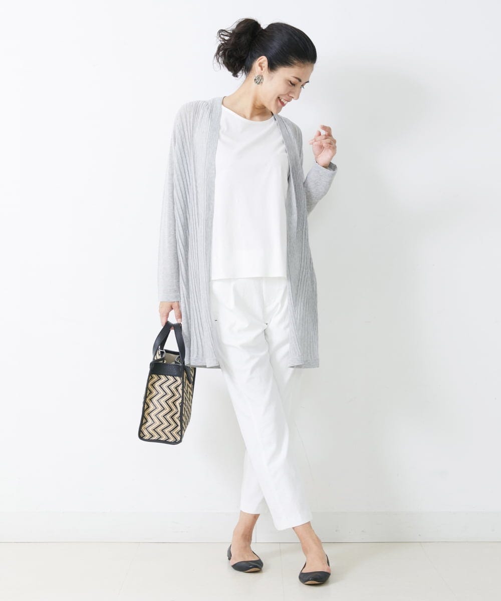 PZSGQ44290 GEORGES RECH(ジョルジュ・レッシュ) 【セットアップ対応】シアーストライプカーディガン グレー