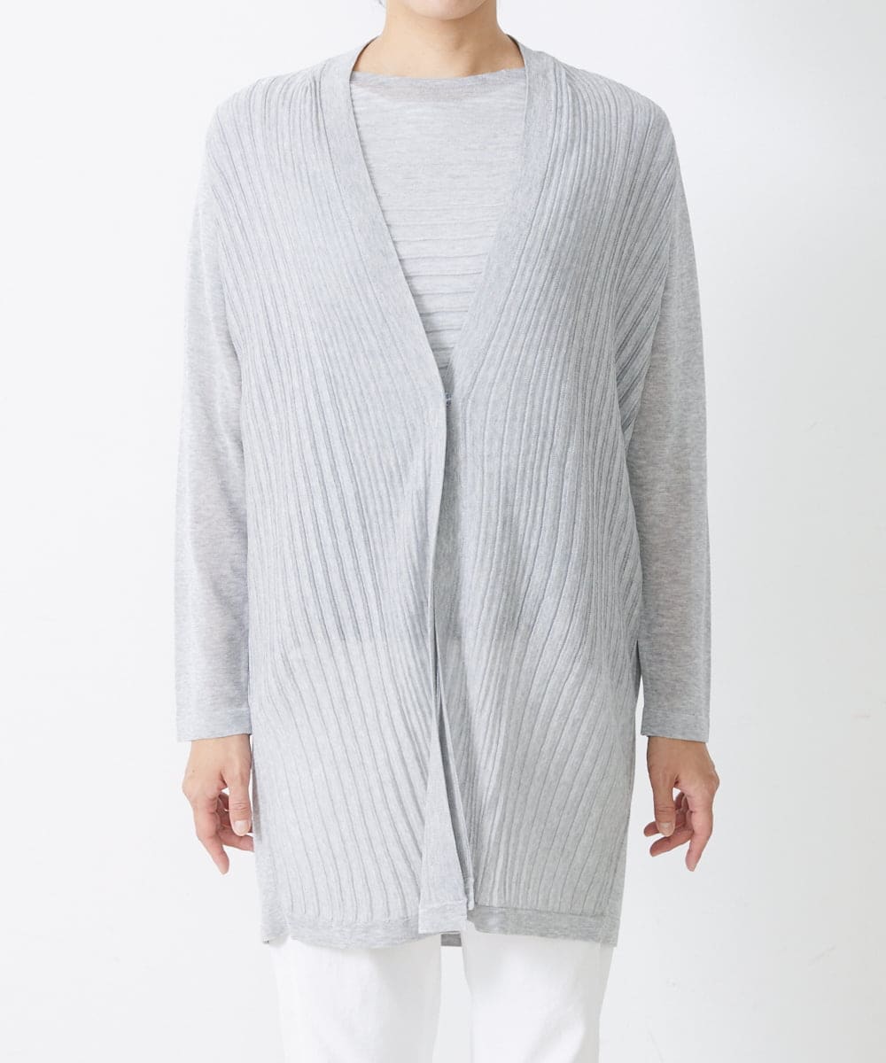 PZSGQ44290 GEORGES RECH(ジョルジュ・レッシュ) 【セットアップ対応】シアーストライプカーディガン グレー