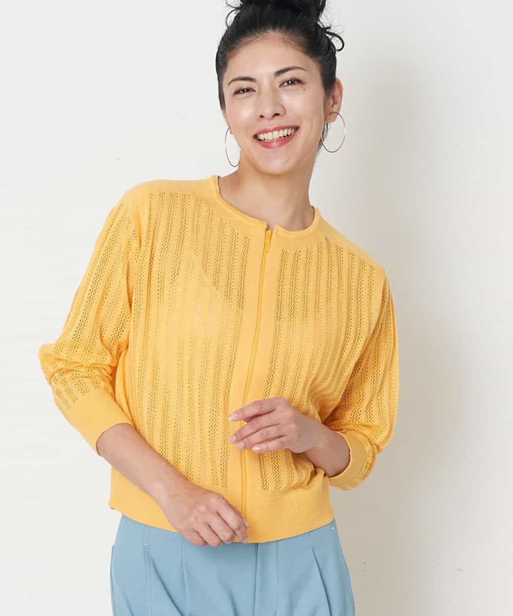 PZSGQ63230 GEORGES RECH(ジョルジュ・レッシュ) 透かし編みショートカーディガン イエロー