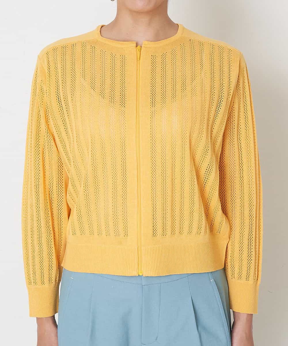 PZSGQ63230 GEORGES RECH(ジョルジュ・レッシュ) 透かし編みショートカーディガン イエロー
