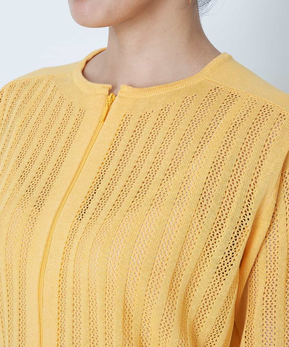 PZSGQ63230 GEORGES RECH(ジョルジュ・レッシュ) 透かし編みショートカーディガン イエロー