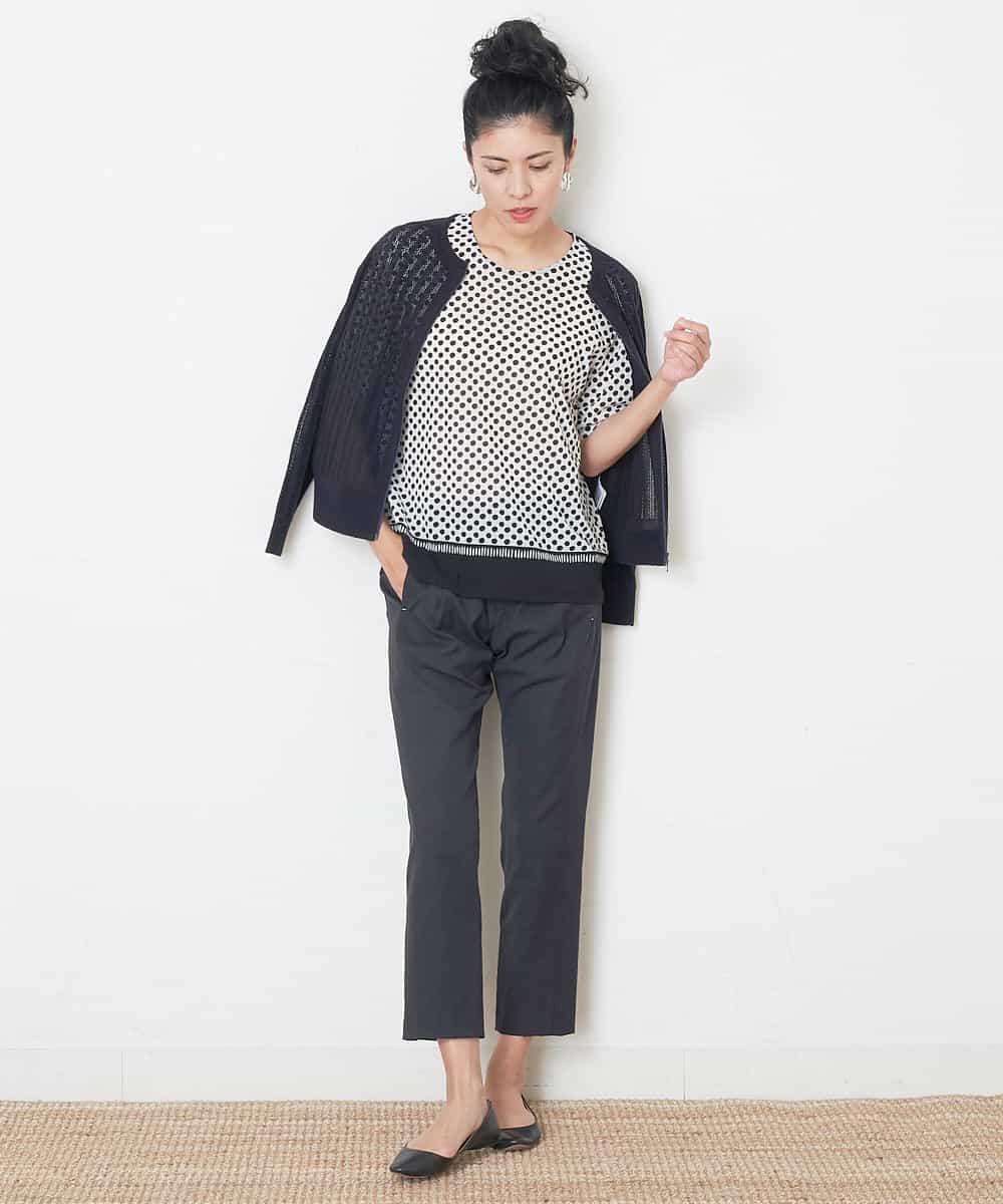 PZSGQ63230 GEORGES RECH(ジョルジュ・レッシュ) 透かし編みショートカーディガン ネイビー