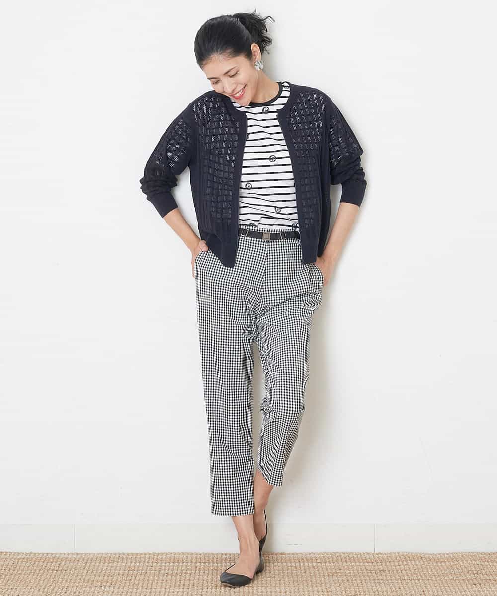 PZSGQ63230 GEORGES RECH(ジョルジュ・レッシュ) 透かし編みショートカーディガン ネイビー