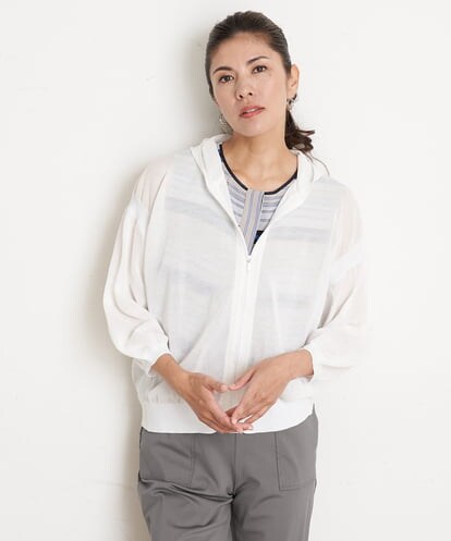 PZSGS26230 GEORGES RECH 8分袖シアーニットフードカーディガン