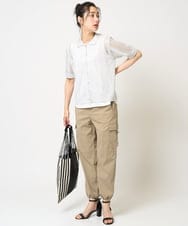 PZSHA60240 GEORGES RECH(ジョルジュ・レッシュ) ラメ襟付きシアーメッシュニット羽織 ダークグレー